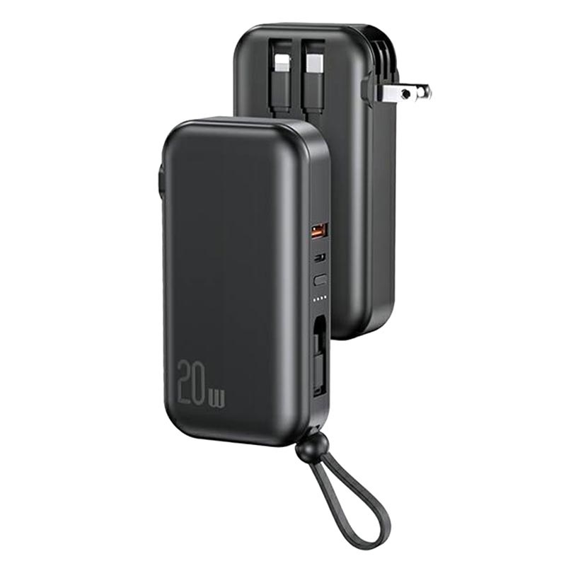 Usams US-CD172 PB63 Power Bank con cavo 3 in 1 - 10000 mAh - Nero