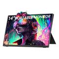 Monitor portatile V140F1 da 14" con custodia magnetica in pelle - Nero