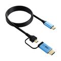 V292 Cavo convertitore video da USB-C a USB-C/HDMI 2.0 4K 60Hz - 2m - Nero / Blu
