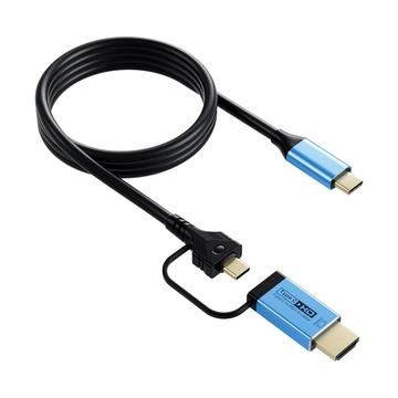 V292 Cavo convertitore video da USB-C a USB-C/HDMI 2.0 4K 60Hz - 2m - Nero / Blu