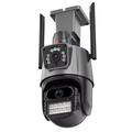 Telecamera di sicurezza PTZ da esterno V380 a doppio obiettivo con rilevamento di persone tramite IA e visione notturna