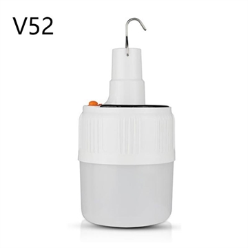 V52 Lampada solare da campeggio portatile ricaricabile a LED con illuminazione a 5 ingranaggi e gancio