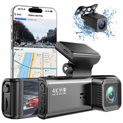 Set doppia dash cam V56 con GPS - Telecamera anteriore 4K e telecamera posteriore 2K - Nero