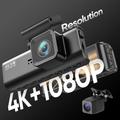 Set doppia dash cam V56 con GPS - Telecamera anteriore 4K e telecamera posteriore 2K - Nero