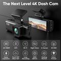 Set doppia dash cam V56 con GPS - Telecamera anteriore 4K e telecamera posteriore 2K - Nero