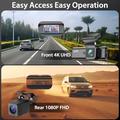 Set doppia dash cam V56 con GPS - Telecamera anteriore 4K e telecamera posteriore 2K - Nero