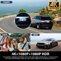 Videocamera da cruscotto V58 a 3 canali - 4K anteriore, 1080p posteriore/abitacolo, GPS, Wi-Fi