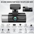 Videocamera da cruscotto V58 a 3 canali - 4K anteriore, 1080p posteriore/abitacolo, GPS, Wi-Fi