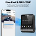 Doppia dash cam V61 4K/1080p - WiFi a 5.8GHz, visione notturna HDR, supercondensatore - Nero