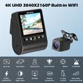 Doppia dash cam V61 4K/1080p - WiFi a 5.8GHz, visione notturna HDR, supercondensatore - Nero