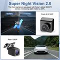 V63 Dual Dash Cam - 4K/1080p, visione notturna HDR, Wi-Fi a 5.8GHz, monitoraggio in sosta - Nero