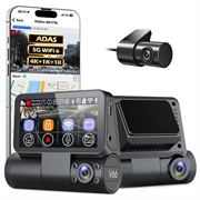 Dash cam GPS V66 a 3 canali - 4K anteriore, abitacolo e posteriore - Nero