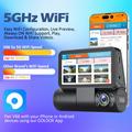 Dash cam GPS V66 a 3 canali - 4K anteriore, abitacolo e posteriore - Nero