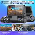 Dash cam GPS V66 a 3 canali - 4K anteriore, abitacolo e posteriore - Nero