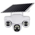 VTS31 V380 Telecamera di sicurezza PTZ ad energia solare con triplo obiettivo - Bianca