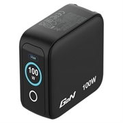Caricatore da muro mini GaN a 3 porte Verbatim con display - 100W, UE/Regno Unito/Stati Uniti - Nero