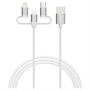 Cavo Verbatim Essentials 3 in 1 - da USB-A a Micro-B, USB-C, Lightning - 18W, 1m - Bianco