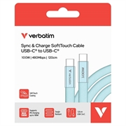 Cavo USB-C/USB-C Verbatim Sync & Charge SoftTouch - 100W PD 3.0, 480Mbps - 1.2m - Blu
