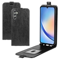 Custodia Flip Verticale con Slot per Schede per Samsung Galaxy A24 4G - Nera