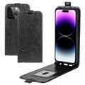 Custodia Flip Verticale con Slot per Schede per iPhone 15 Pro Max - Nera