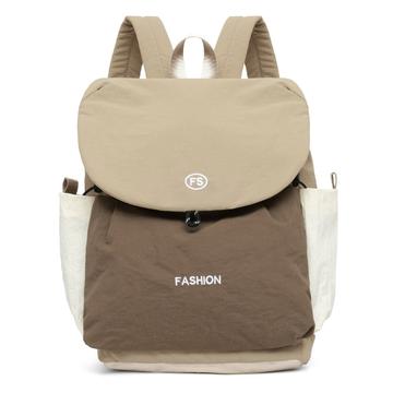 Zaino in tela vintage a blocchi di colore di grande capacità - Marrone chiaro / Khaki