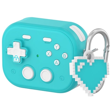Custodia in plastica per AirPods Pro 3 in stile console di gioco vintage con ciondolo a forma di cuore - Blu