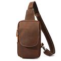 Borsa a tracolla vintage in pelle / Borsa da viaggio a tracolla - Colore caffè
