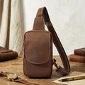Borsa a tracolla vintage in pelle / Borsa da viaggio a tracolla - Colore caffè