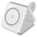 Stazione di ricarica wireless pieghevole 3 in 1 W-126 - Bianca