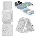 Stazione di ricarica wireless pieghevole 3 in 1 W-126 - Bianca