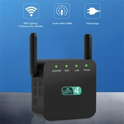 WD-611U Estensore WiFi 300Mbps con doppia antenna - Spina UE - Nero