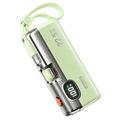 Power bank Wekome G12X da 5000mAh con display a LED, cavi USB-C e Lightning - 22.5W - Verde