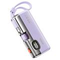 Power bank Wekome G12X da 5000mAh con display a LED, cavi USB-C e Lightning - 22.5W - Viola