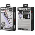 Power bank Wekome G12X da 5000mAh con display a LED, cavi USB-C e Lightning - 22.5W - Viola