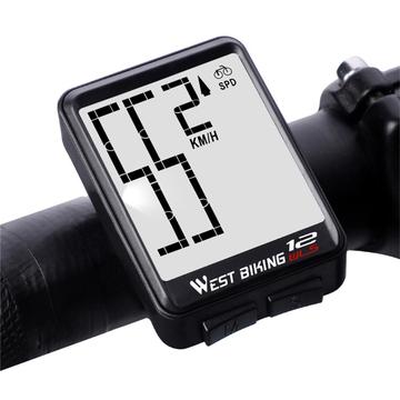 WEST BIKING MTB Road Bike Computer Schermo Retroilluminato Impermeabile Wireless Multifunzione Tachimetro per Ciclismo - Nero