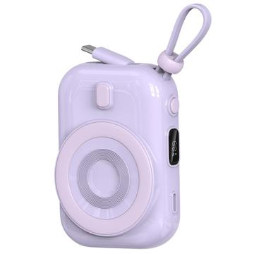 WIWU Wi-P041 Piccolo accumulatore magnetico senza fili con cavo USB-C - 15W/9600mAh - Viola