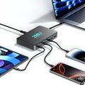 WLX-60A Stazione di ricarica da tavolo GaN 8 in 1 da 100W con cavo USB-C retrattile