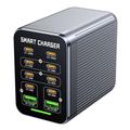 WLX-G1 Stazione di ricarica da tavolo GaN da 425W a 10 porte - USB-C, USB-A - Nero