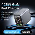 WLX-G1 Stazione di ricarica da tavolo GaN da 425W a 10 porte - USB-C, USB-A - Nero
