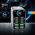 Stazione di ricarica da tavolo WLX-G2 da 165W con GaN - 140W PD, 10 porte USB-C e USB-A