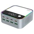WLX-M8 Stazione di ricarica da tavolo a 8 porte con illuminazione ambientale RGB - 120W