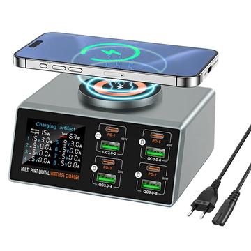 WLX-X9S Stazione di ricarica da tavolo 9 in 1 - 140W, USB-C, USB-A e ricarica wireless