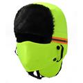 Caldo cappello invernale con strisce riflettenti e maschera per il viso - Verde