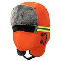 Cappello invernale caldo con strisce riflettenti e maschera per il viso - Arancione