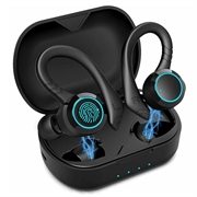 Auricolari sportivi wireless impermeabili con sensore tattile - Nero