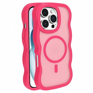 Custodia ibrida magnetica con bordo ondulato per iPhone 16 Pro Max - Rosa caldo