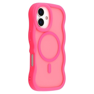 Custodia ibrida magnetica con bordo ondulato per iPhone 17 - Rosa caldo