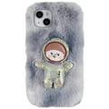 Custodia in TPU 3D Plush Inverno Peloso per iPhone 14 Plus - Grigio Spaceman