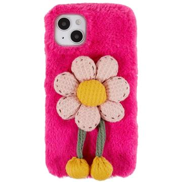 Custodia in TPU 3D Plush Inverno Peloso per iPhone 14 Plus - Fiora Rosa Neon