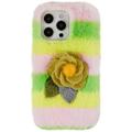 Custodia in TPU 3D Plush Inverno peloso per iPhone 14 Pro - Giallo Rosa